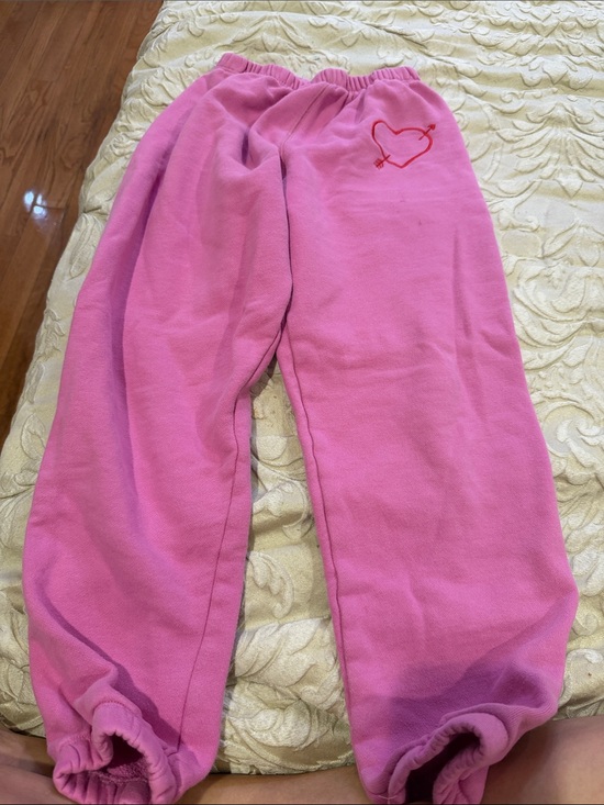 Other - Kids Pink Fleece Sweatpants with Heart Accent